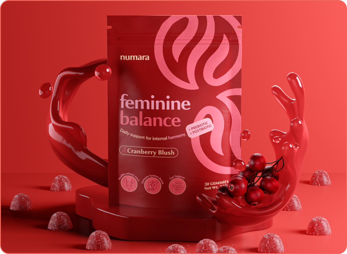 Numara Cranberry Prebiotic Gummies, Cranberry Blush, urinary, gut and immune support