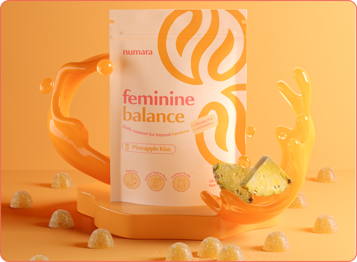 Numara pH Balancing Gummies, Pineapple Kiss, vaginal pH and all day freshness